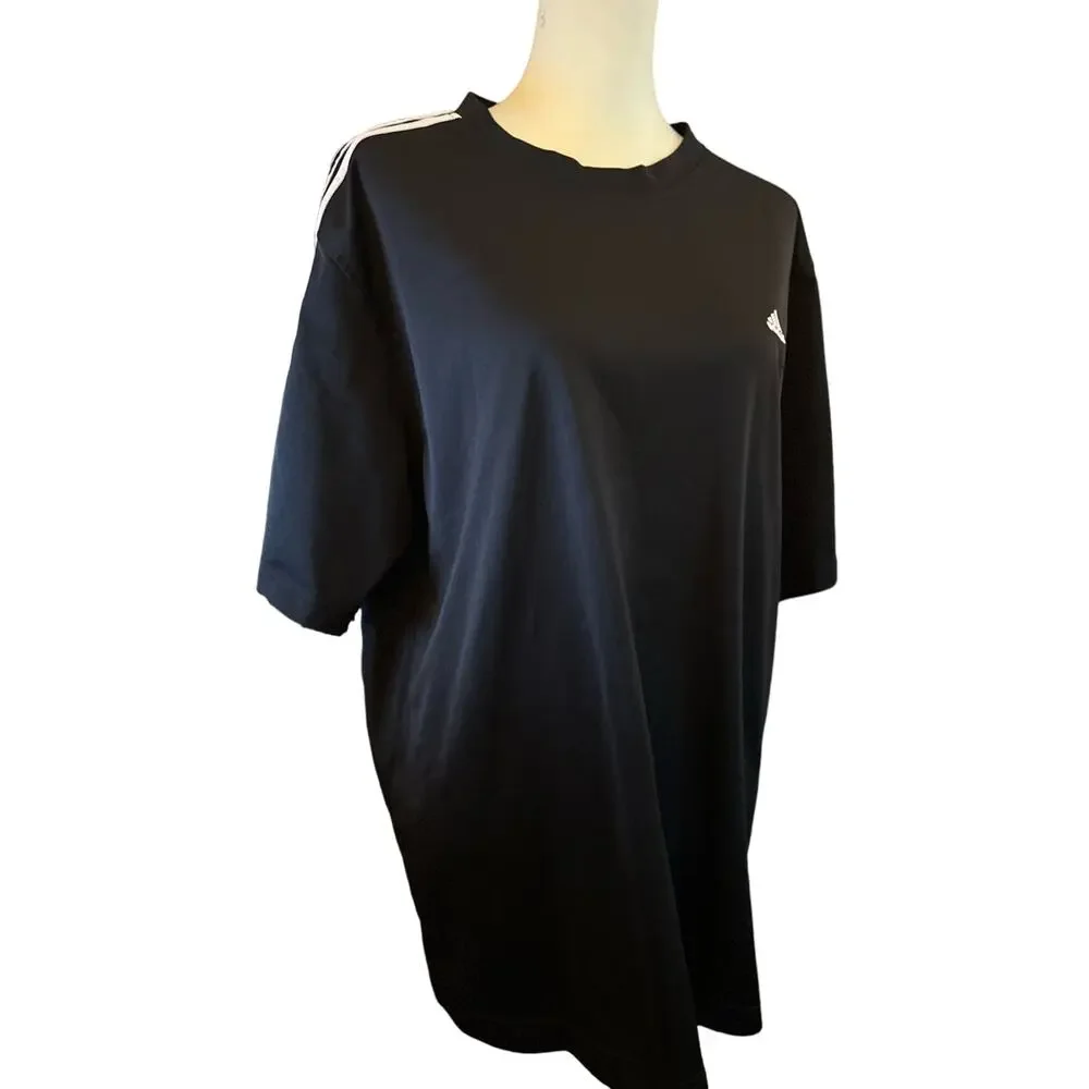 Adidas Black 3 Stripe Training Y2K Era Short Sleeve Tee, Men's Size XL